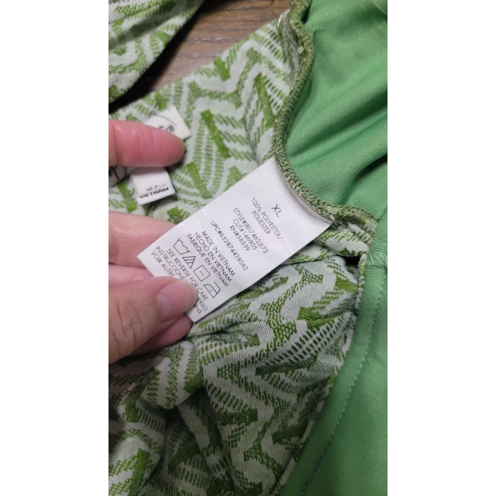 Speechless Green White Chevron Geometric Cutout Tie Back Mini Dress XL B07462E73
